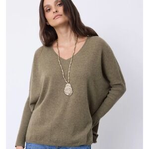 NOT SHY Paris 100% Cashmere Sweater Gray Heathered Long Sleeve XL